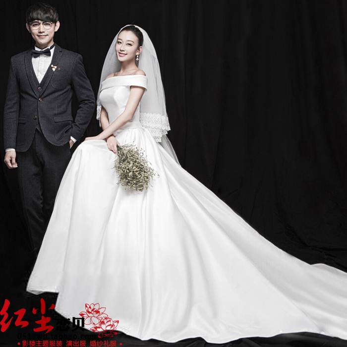 Studio Theme wedding dress lovers Photo Wedding dress photograph Photography White yarn Off Shoulder Korean Edition Trailing dress G30in the Women's clothing/Boutique , Wedding/Cheongsam/Formal dress , Wedding  category - from Buy2taobao.com to provide professional Taobao agent buy service