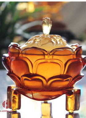 六合春古法琉璃香炉供奉摆件佛具