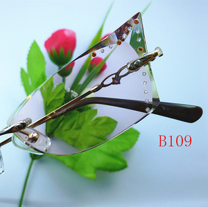 无框女眼镜框韩版钻石切边近视眼镜配平光近视变色防辐射眼镜109