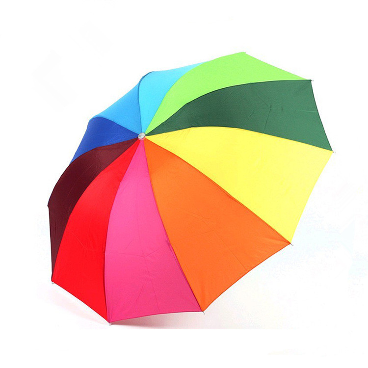 韩版彩色折叠伞 三折彩虹伞 七色彩虹伞加大男女通用10骨晴雨伞