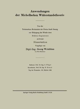 【预订】Anwendungen Der Michellschen Widerst...