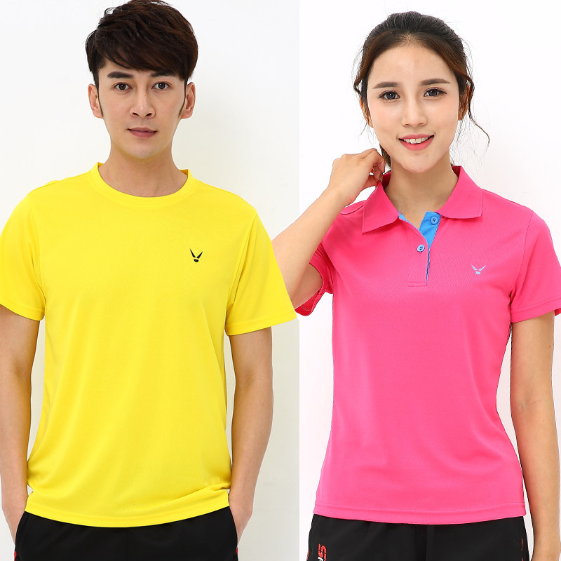 正品速干透气半袖乒乓球羽毛球服上衣男女短袖t恤纯色球衣文化衫