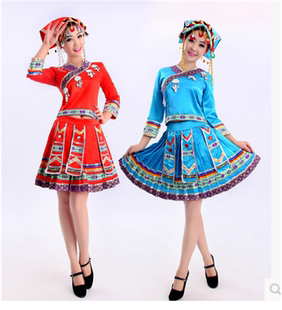 新款阿昌族舞蹈表演服装百褶裙少数民族服装土家族舞台演出服装