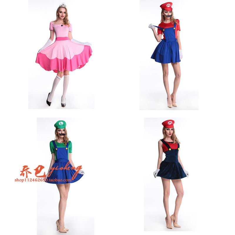 圣诞节服装超级玛丽cosplay酒吧ds演出服性感背带裙马里奥舞台装