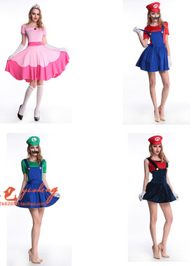 圣诞节服装超级玛丽cosplay酒吧ds演出服性感背带裙马里奥舞台装