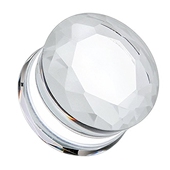 水晶玻璃 环保石头不过敏透明实心厂家 大耳洞饰品滑轮一体耳扩