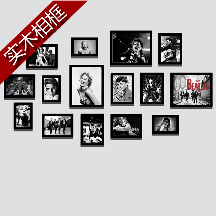 经典人物欧式好莱坞大牌明星实木照片墙 老照片怀旧新明星装饰画