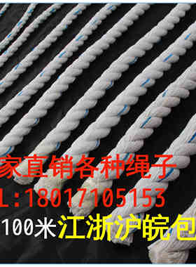 4mm-40mmPE塑料尼龙亚麻绳 白色丙纶扁丝刹车捆绑拉车船用抛缆绳