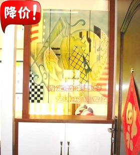 鞋柜上玄关隔断屏风推拉门芯钢化艺术玻璃手工雕刻抽象快乐的琴声