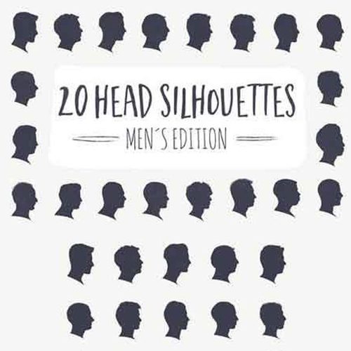 A0782矢量20个男性人物头像剪影形状蒙版 AI设计素材含PSD/CSH