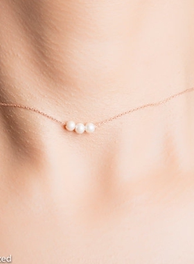 包金颈链天然淡水珍珠新品