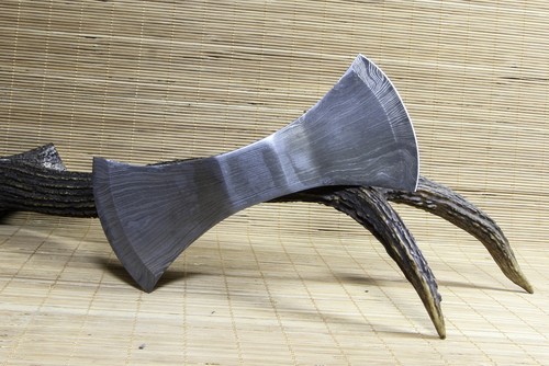 进口手工锻打大马士革花纹钢斧头、战术收藏斧子02