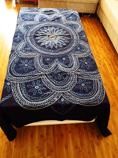 巍山南诏纯棉布手工粗布撞色扎染布料披肩围巾沙发巾桌布