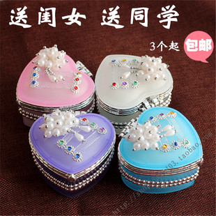 包邮迷你心形儿童首饰盒收纳公主小化妆盒女孩可爱玩具学生礼物