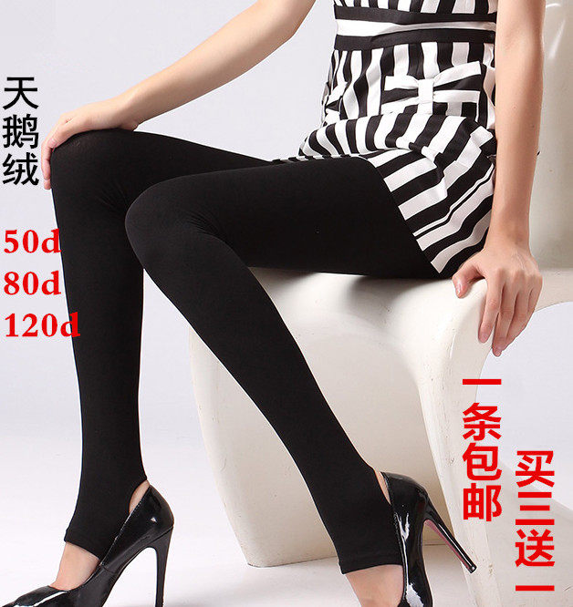 中厚天鹅绒不透肉脚蹬九分打底袜