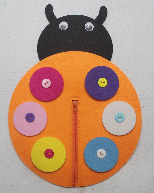 幼儿园区域材料不织布玩教具益智区角diy手工材料甲虫纽扣拉链