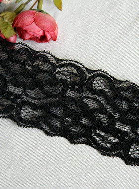 98D优惠价  客供 黑色 弹力簿形蕾丝花边5.5cm宽 3.8元1米