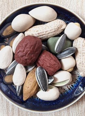 紫砂茶宠茶玩仿真花生瓜子 莲子红枣 山竹杏仁开心果荔枝石榴柿子