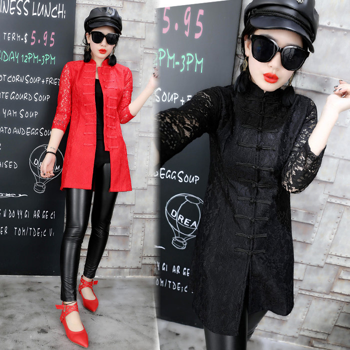 唐装女中长款五分袖开衫韩版修身显瘦中式上衣外套秋冬旗袍连衣裙,女装/女士精品,上衣,淘宝优惠券,粉丝福利购,淘宝优惠卷