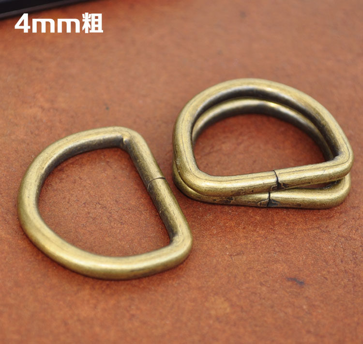 4mm粗古铜金属d扣 diy材料 服饰五金箱包配件 d形环 半圆环 d字扣