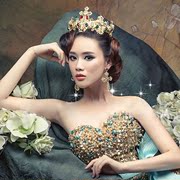 Great jewelry bridal tiara baluokete beauty queen Crown of Queen Crown earring set retro hair accessories