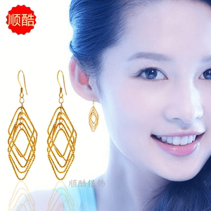 环保铜镀24K真金长款女士耳饰品耳钩防过敏保色耳扣耳坠新娘配饰