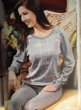 港莎内衣 正品女羊毛绒加肥保暖内衣套装  新款 66296