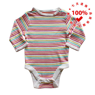 正品OLD NAVY美国老海军彩色条纹婴儿哈衣三角爬服纯棉新生儿宝宝