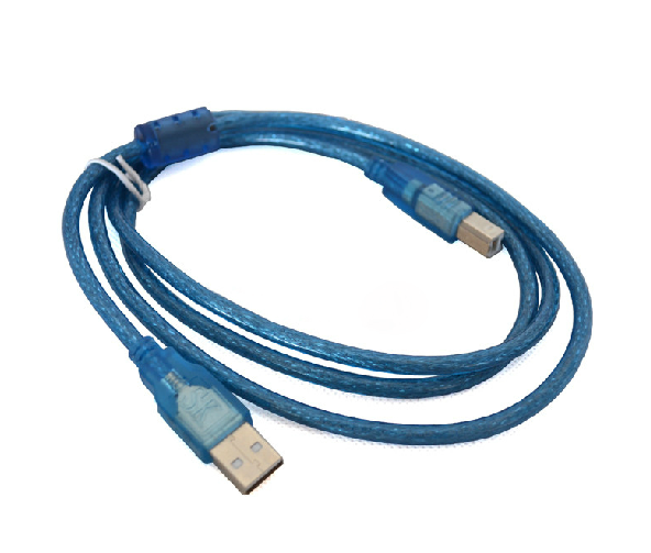 USB 2.0透明蓝打印线 带磁环 屏蔽蓝色半透明方口USB打印线
