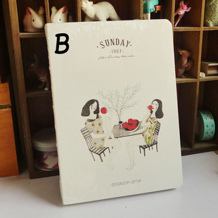 复古小清新插画 硬面 裸线装订白纸&牛皮纸本
