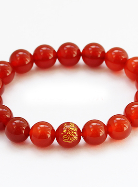 天然红玛瑙大势至手链生肖马手串