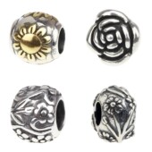 植物花卉 纯银925镀金 做旧珠 毕亨特 玫瑰花 向日葵银珠