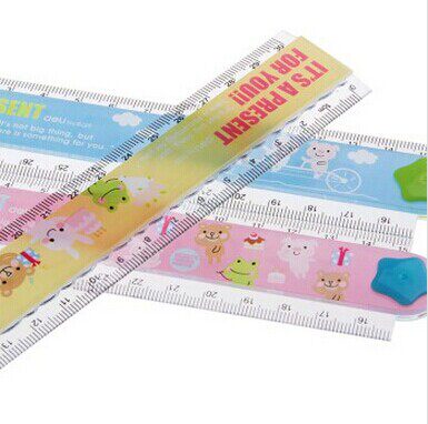 得力6225卡通创意折叠直尺 尺子 学生文具彩色波浪线塑料尺 30cm
