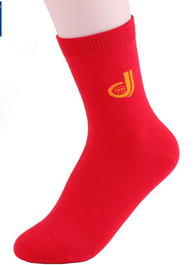 6双包邮 健将红袜子 金色福字棉袜 本命年 女士结婚喜庆袜 红棉袜