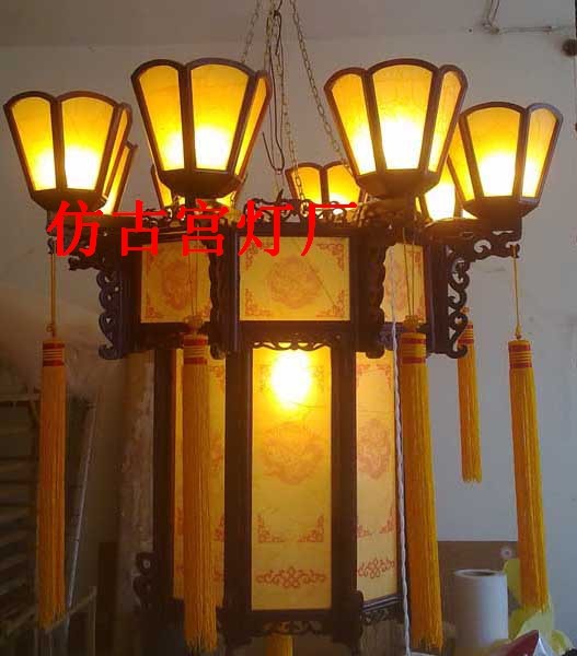 中式宫灯中式灯具古典宫灯手绘仿古宫灯木制宫灯客厅八方子母灯