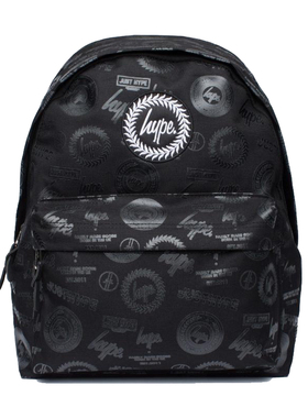 现货正品 HYPE 纯黑logo印花男士双肩包户外旅行包学生书包女