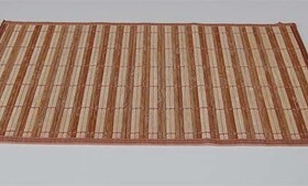 春季特价天然材料 棕米色条纹，棕色P包边 竹餐垫，茶席 竹坐垫