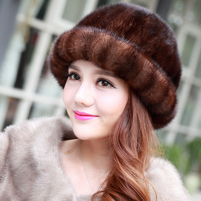 冬季貂帽女水貂女帽新款中老年帽子貂皮裘皮帽子皮草妈妈盆帽礼帽