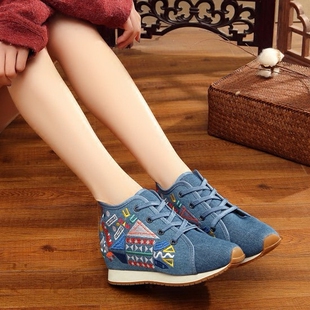 民族风棉鞋 女鞋 绣花鞋 促销 夏 坡跟女单鞋 2021秋内增高旅游运动鞋