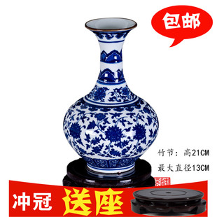 包邮 景德镇陶瓷器 仿古青花瓷花瓶 饰工艺品 现代时尚 家居摆设件装