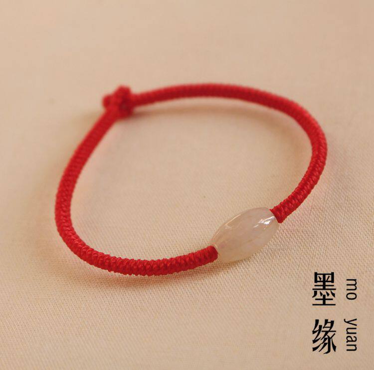 天然翡翠路路通玉转运珠本命年红绳手链男女手绳金刚结手绳