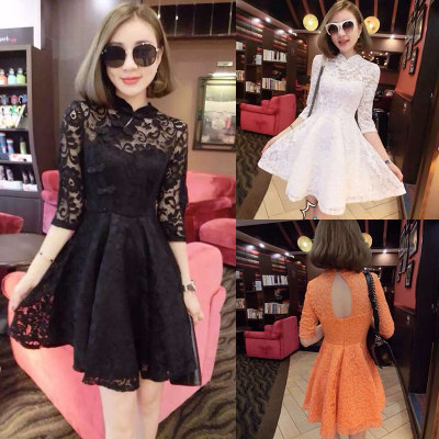 新款气质小礼服旗袍 时尚名媛显瘦蕾丝斜扣年会裙晚会宴会裙短裙在类目 女装/女士精品, 婚纱/旗袍/礼服, 礼服/晚装中 - 来自Buy2taobao.com提供专业的淘宝代购服务