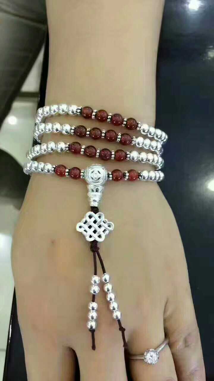 蒙古手工毛衣链纯银来图纯手工