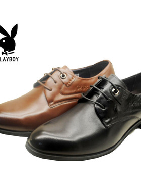 花花公子男鞋新款英伦休闲商务结婚鞋真皮鞋143-325145黑325146棕