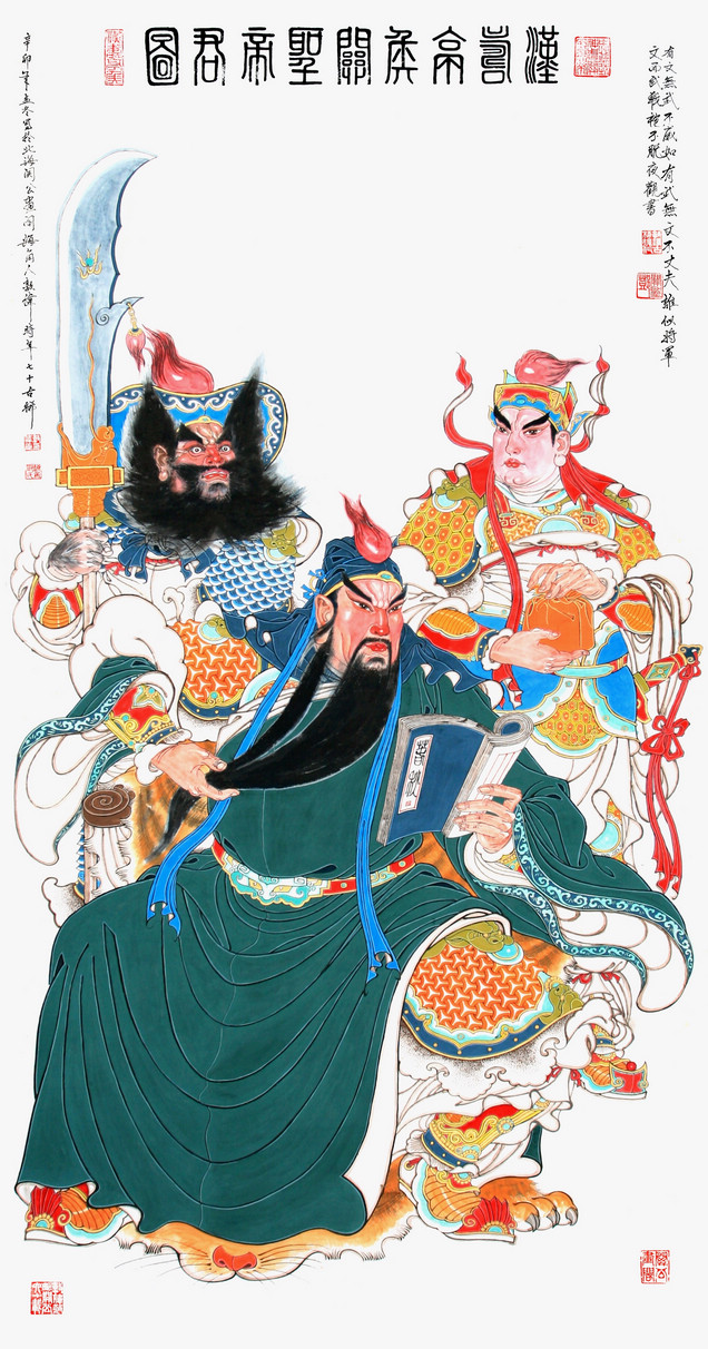 线绣 满绣印花包邮印布十字绣  关公 关羽 张飞之夜读春秋