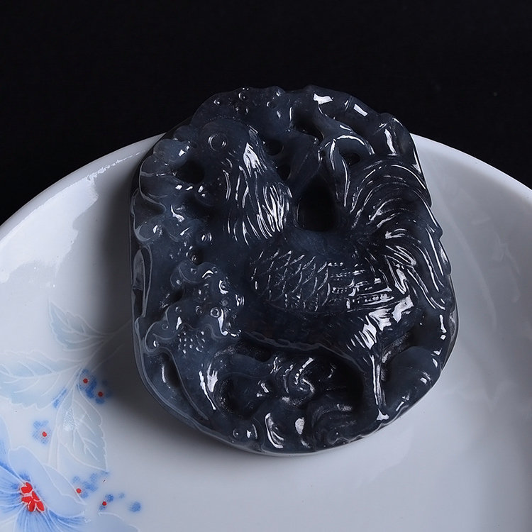生肖鸡玉石寨乌鸡种挂件