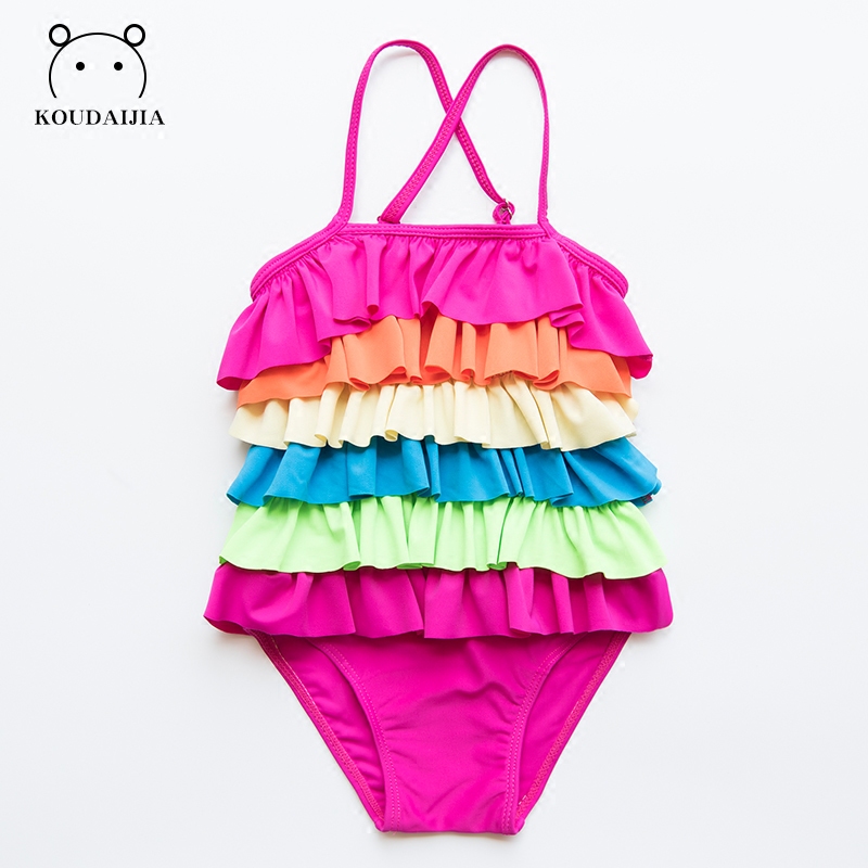 儿童泳衣女童可爱三岁彩虹公主吊带女孩泳装温泉宝宝连体比基尼