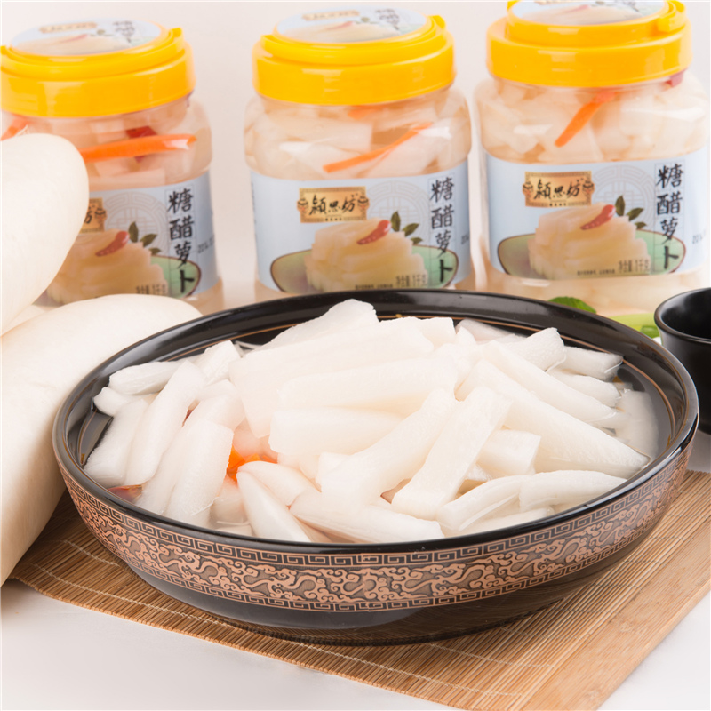潁思坊 瓶裝糖醋蘿卜1000g下飯菜醬菜酸甜鮮爽脆爽口蕭山蘿卜包郵