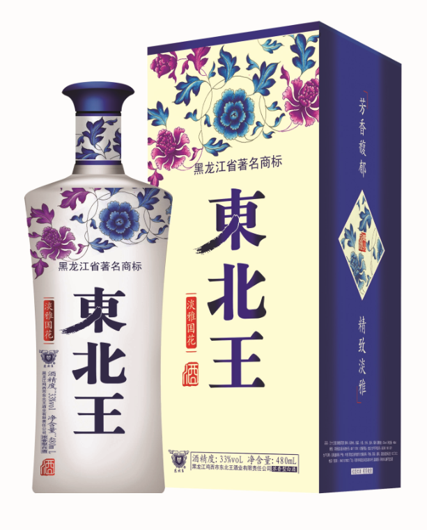 鸡西东北王酒业 淡雅国花白酒 浓香型33度480毫升 黑龙江粮食酒