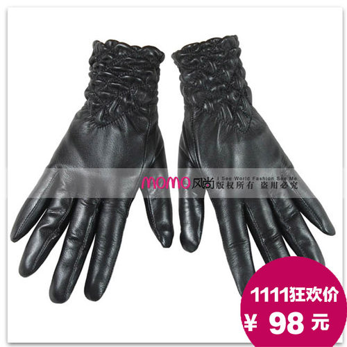 沃玛warmen羊皮新款女士真皮手套